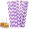 Lot de 100 pailles en papier, 19,6 cm, à rayures violettes et blanches, biodégradables, respectueuses de l'environnement, pour restaurants, bars, fêtes, café, jus