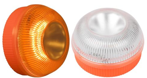 Yuanjoy 2 Pièces Gyrophare LED Éclairage De Secours, Base Magnétique, Balise Voyant D'avertissement de Voiture À 360° Pour Voitures, Motos, Batterie Rechargeable, Modes Clignotant, Jaune, Fixe, Blanc