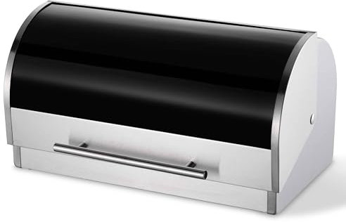 Ribelli Große Brotkasten, Brotkorb mit Deckel, Brot Aufbewahrung aus Edelstahl, Küche-Aufbewahrung,Brotaufbewahrungsbox,Brotboxen, Schwarz