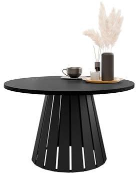 Mirjan24 Couchtisch Creyza, Runde Form, Gestell aus Stahl, Kaffeetisch, Wohnzimmertische, Beistelltisch, Sofatisch, Teetisch (Schwarz/Schwarz Molet)