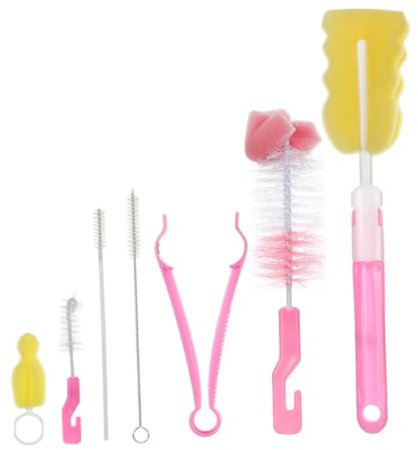 YOSADIER 14 Pièces Set Bouteille Nylon pour Kit de Nettoyage pour Tétines Accessoires Rose