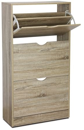 Acomoda Textil - Zapatero 3 Niveles de Madera, Amplio, Resistente y de Fácil Instalación. Organizador de Zapatos Moderno, Fácil Montaje y Robusto (Madera)