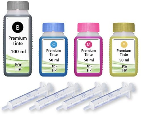 Inkadoo Drucker Tinte Nachfüllset kompatibel für HP 653 DeskJet Plus Ink Advantage 6075 6475 250 ml