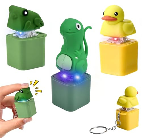 Fidget Toys für Erwachsene, 3 Stück Lizard Stress Spielzeug Tastatur Fidget, Duckeys Quacking Tastatur Schlüsselanhänger Lustig Anhänger Clicker für Stressabbau Kinder Adhs