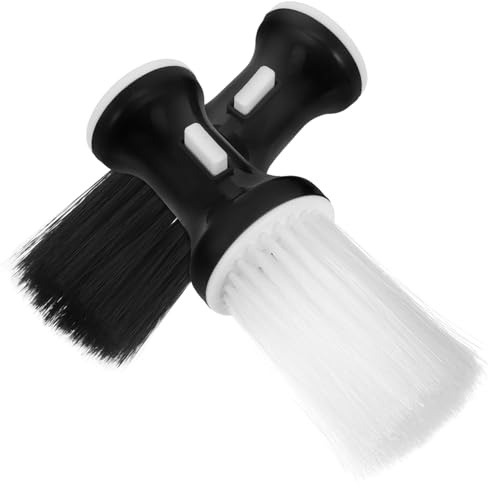 Friseurbürste Nackenstaubwedel 2 Stück Weiß Kunststoff Faser | Standfuß Inklusive, für Haarbereich und Barber Szenen, zum Entfernen von Staub und Haarresten