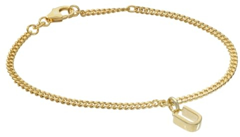 trendor Mädchen-Armband mit Buchstabe U 925 Silber Vergoldet 21602-U | zeitloses Flachpanzerband, eleganter Armschmuck für junge Damen,