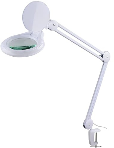 SEMPLIX LED Lupen-Tischleuchte, 3D, Weiß | Linse 127 mm