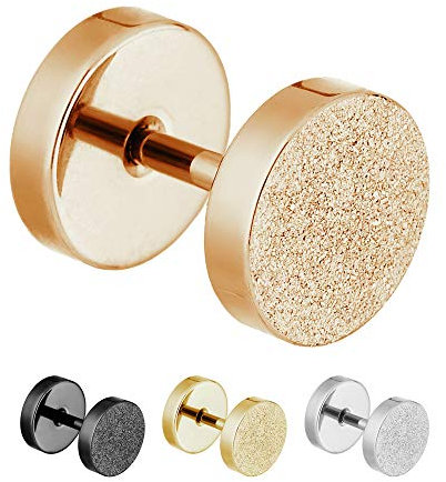 Treuheld® | 8mm Fake Plug Ohrstecker in Diamant Glitzer Optik | Roségold | Fake Tunnel Ohrring zum Schrauben für Damen + Herren | Chirurgenstahl