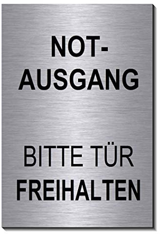 Notausgang Tür freihalten-Symbol-Schild 150 x 100 x 3 mm-Aluminium Edelstahloptik silber mattgebürstet Hinweisschild (1905-31 mit Löcher)