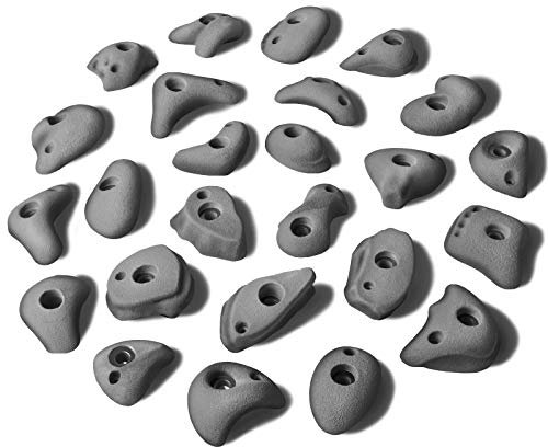 ALPIDEX 25 Klettergriffe S/M | Kleine Henkel | Schmale Leisten | Tritte | Größe S M | Hinterschneidungen Farben Formen | Klettersteine - Farbe:Grey Stone