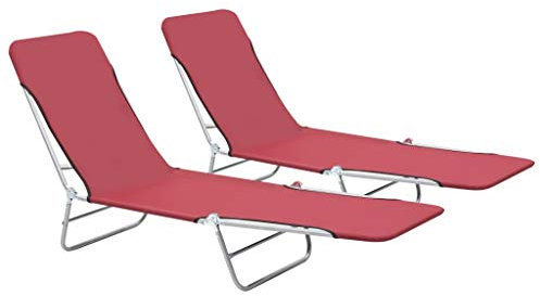 vidaXL 2X Sonnenliege Klappbar Rot Gartenliege Liegestuhl Relaxliege Liege