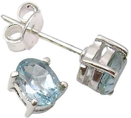 SilverStarJewel Massive Sterlingsilber geschnittene Blaue Topas Ohrringe 0,8 cm 2,2 Gramm Großhandel Geschenk