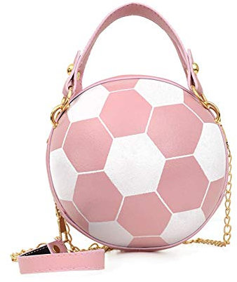 Frauen Ballform Mini Leder Handtasche Umhängetasche Mode Reise Umhängetasche Tote (Rosa Fußball)