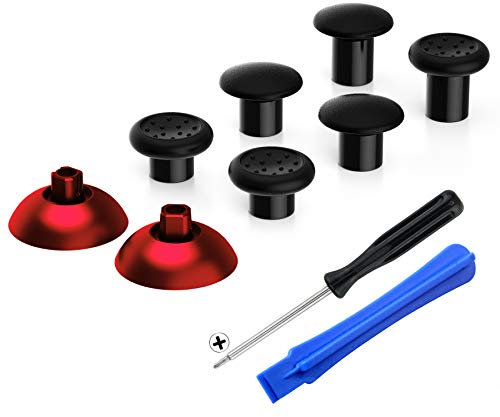 eXtremeRate Stick Analogique pour ps5 Manette,Joysticks Interchangeable pour ps4 Manette avec 3 Hauteurs Ergonomiques, Mat Chromé Rouge