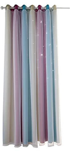 ele ELEOPTION Tende Oscuranti con Stelle, Tende Coibentate con Occhielli per Camera da Letto, Soggiorno e Finestra, 1 Pannello (Viola, 100x130 cm)