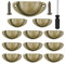 Vandicka 12 Pcs Vintage Half Moon Shell Cup Pull Handles for Cabinet Cupboard Door Dresser Wardrobe Drawer with Screws & Screwdriver, 65mm Hole Centres, Brushed Bronze