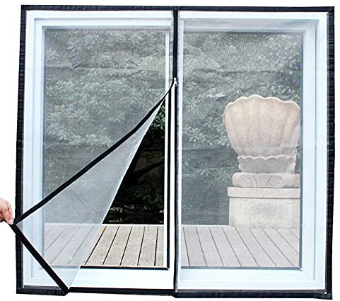 Schutzgitter für Katze, mit Reißverschluss, für Fenster und Katzen, selbstklebendes Fliegengitter gegen Insekten, reißfest, abnehmbar