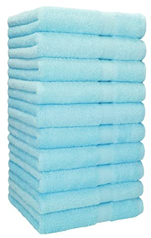Betz Handtuch 10er Pack Handtücher Set Palermo Größe 50x100 cm 100% Baumwolle - gut trocknend, leichte Qualität - ideal für Sport, Strand, Reisen Farbe Türkis
