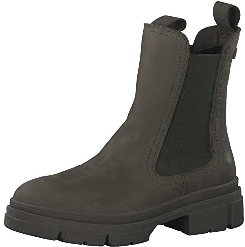 Tamaris Damen Chelsea Boots, Frauen Stiefeletten,Comfort Lining,TOUCHit-Fußbett,Bootee,Booties,halbstiefel,Kurzstiefel,Olive NUB. Uni,41 EU