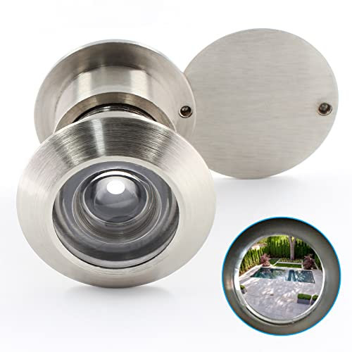 Cionyce Sicherheitstürspion Türspion, 200-Grad-Türspion, große Haustür-Türspion mit robuster Sichtschutzabdeckung für 4,8 cm - 6,5 cm Türen, satiniertes Nickel, Peep-Löcher für Zuhause und Büro