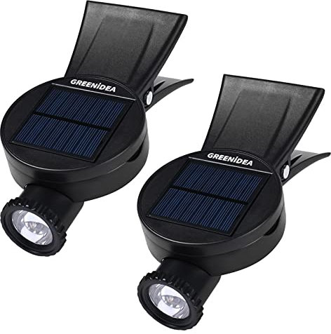 Greenidea Smart Lighting Speaker 2PCS LED Solar Gartenlampen,Solarleuchten für den Außenbereich, Clip-Solarlicht,Zaunleuchten, Wasserdichte Solarstrahler für Zaundeck Garage Terrasse Verand