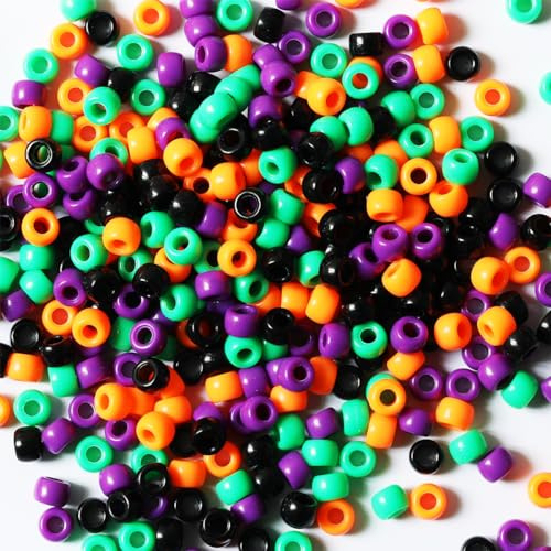 VOOMOLOVE 1000 PCS Orange Mix 6x9mm Pony Beads, Plastic Beads for Bracelets, Hair Braids & DIY Crafts – for Adult Craft Use Only (Orange Mix)