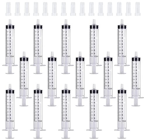 15 Pcs 10 ml Syringe Plastic Syringe With Luer Slip Tip Individually Sealed Without Needle for Refilling and Measuring Oil Adhesive Applicator of Liquids Feeding Pets Scientific Laboratories