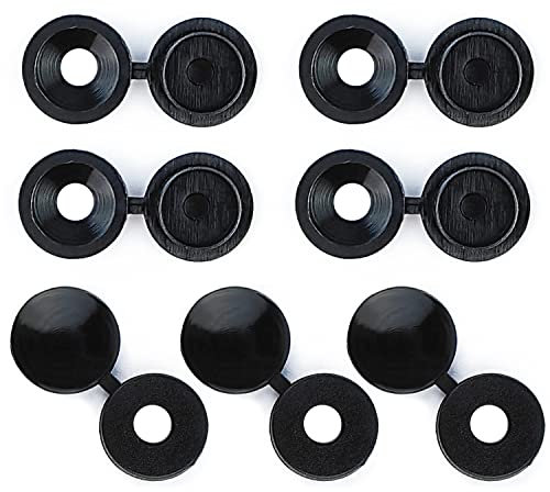 Qrity 50 Stück Kunststoff-Schraubabdeckungen, Schraubdeckel Klappschraube, Faltbare Snap-Schraubabdeckungen, M3,5/M4 Schrauben Abdeckkappen für Bohrlöcher, Schwarz