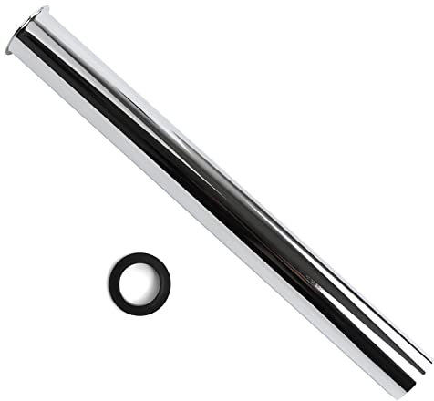OPERMAXER Messing Tauchrohr Extra-Lang 400mm für Universal Siphon, Verlängerung Rohr 1 1/4 Zoll x32mm Abfluss, Verstellrohr inkl. Dichtungen, Verchromt