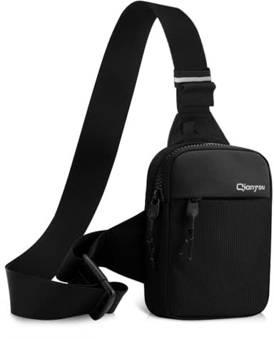 Qianyou Sling Chest Crossbody Bag, Umhängetasche mit Durchlässigem Mesh, Brusttasche für Herren und Damen, Wasserdicht Schultertasche für Läufer, Workout, Wandern, Radfahren und Reisen