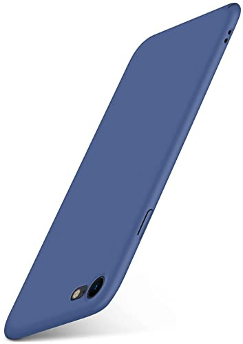 moex für iPhone 7 / iPhone 8 Hülle Ultra Dünn, Schutzhülle mit erhöhtem Kameraschutz, Slim Cover Hardcase Backcover, Dünnste Handyhülle Minimalistisch Alpha Case, Matt Blau