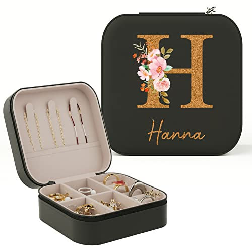 iDIY Personalisiert Schmuckkästchen mädchen Reise kleine - organize Schmuckbox mit Name und Buchstaben für Ohrringe Halskette Ringe Geburtstagsgeschenke für Frauen Mädchen