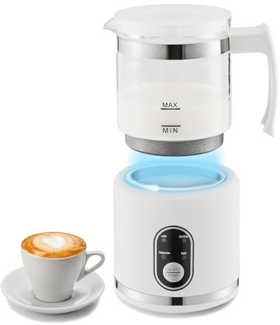 WIVIZL Detachable Milk Frother Electric,4 in 1 Automatic Milk Frother,Glass Material,Hot & Cold Foam,Temperature Control,Auto Shut-Off,Dishwasher Safe for Coffee, Latte, Cappuccino,Hot Chocolate