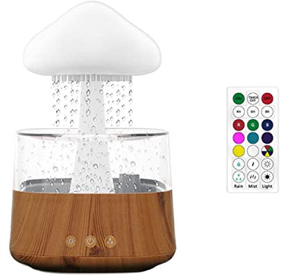 Rain Cloud Humidifier - Snuggling Cloud Rain Humidifier Raincloud Diffuser, Cute Raining Night Light Cloud Diffuser Aromatherapy Essential Oil Diffuser Micro Desk Fountain (Brown+Remote Control)