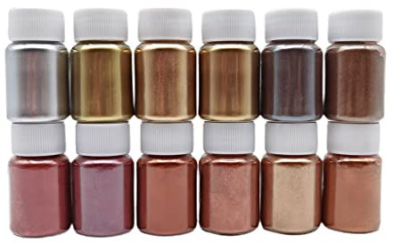 vsilay 12 Farben Metallic Pigment Pulver Glimmerpulver feines Harz Pigment Pulver Epoxidharz Farbstoff für Ton Schmuck Kerzen Seife Farbe Herstellung