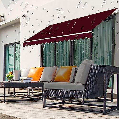 Manuell/elektrisch Einziehbar Terrasse Markise Ersatz Wasserdicht Stoff-Sonnenschutz Schwer Pflicht Rolle Regen überdachung Für Deck Hof Hinterhof Draussen Einrichtung (Size:10x4.9ft,Color:Burgunder)