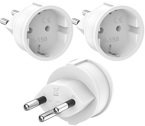 Oliveria 3 Stück Reiseadapter, DE auf Schweiz Adapter/EU auf Schweiz Reiseadapter/Schweiz Reisestecker Steckdosenadapter, Schuko EU zu Typ J Steckdose,für Malediven, Ruanda, Liechtenstein Reiseadapter