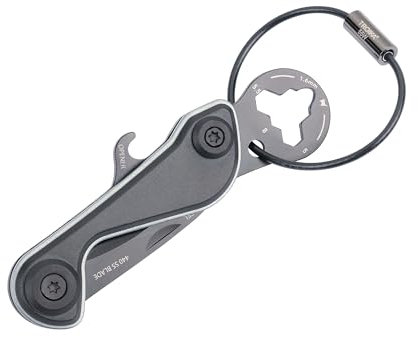 Porte-clés mini-outil 9 fonctions - PARCEL CUT & CART - Débloqueur de caddie, couteau à paquets, décapsuleur, ouvre-paquet (véritable acier inoxydable 440) aluminium anodisé rouge/noir