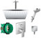 Hansgrohe Duschsystem mit Unterputz Duscharmatur von Hansgrohe Regendusche mit Armatur, Duschkopf eckig, Deckenarm Dusch-SET HGK02 poliert