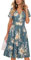 VOTEPRETTY Damas Vestido de Verano Manga Corta Cuello en V Vestido Envolvente Vestido a la Rodilla con Bolsillos