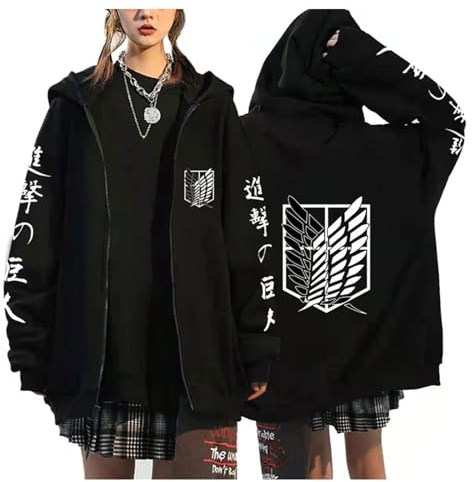 zhedu Zip Up Hoodie AOT Zipper Langarm Hoodie Damen Herren AOT Grafik Übergroß Casual Y2K Streetwear