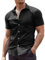 COOFANDY Short Sleeve Shirts Men Non Iron Dress Shirts Stretch Formal Shirt Iron Free Business Shirt Muscle Fit Work Tops Basic Black L