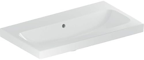 Geberit iCon Light Waschtisch mit verkürzter Ausladung, 75 cm x 42 cm, ohne Hahnloch, mit Überlauf,501842, 501.842.00.3, Farbe: Weiß