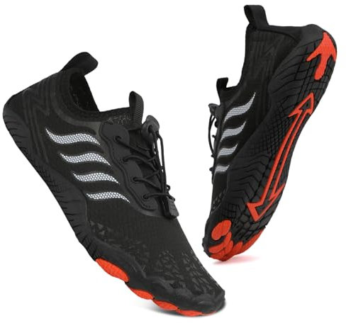 Badeschuhe Wasserschuhe Herren Damen Strandschuhe Barfußschuhe Sommer Schwimmschuhe Aquaschuhe Schnell Trocknen Surfschuhe Schwarz EU38