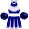 MSemis Damen Cheerleading Kostüm Cheer Leader Uniform Karneval Fasching Party Halloween Kostüm Kleid Minirock mit Crop Top N Ein Königsblau A L