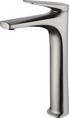 MICE - Grifo monomando con caño alto para lavabo, Cuerpo de grifería en acero S.316, máxima calidad anticorrosión y alta resistencia Griferia Alta de lavabo Acero Inox. Cepillado