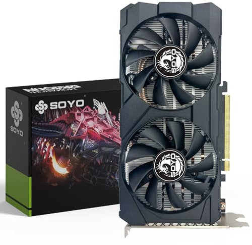 SOYO NVIDIA Geforce RTX2060 Super Graphics Card, 8GB GDDR6 256 Bit Video Card for PC Gaming with HDMI Display Port DVI PCI Express x 16 3.0 Dual Fans Gaming Graphics Card, SY-RTX 2060S 8G-B X-HTM