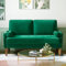 Vesgantti Petit Canapé 2 Places Vert, Canapé en Velours 121cm avec Coussin à Ressorts, Mini Chambre avec Accoudoirs, Causeuse de Salon Moderne, Causeuse Fixe 2 Places, Vert Causeuse