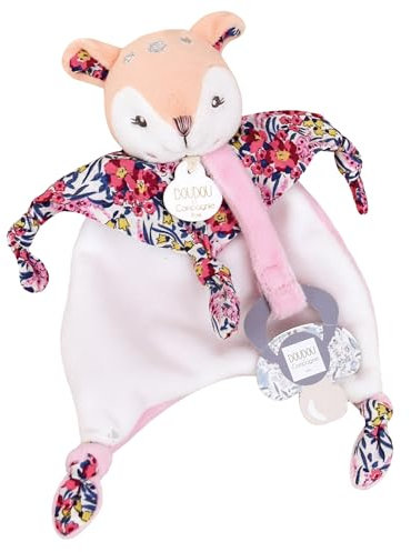 Linnea Doudou Sucette 20 cm Polyester BOH'AIME Faon Rose Multicolore