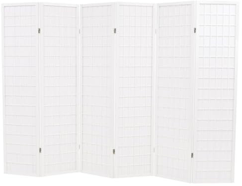 Raumteiler, klappbar, 6 Paneele, Raumteiler, japanischer Stil, 240 x 170 cm, Weiß